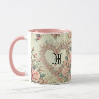Mug Aquarelle Florale Bohème Vintage Cœurs Pastel
