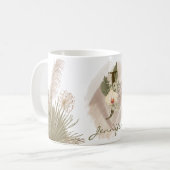 Mug Aquarelle florale Boho Nom du monogramme personnal (Devant gauche)