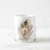 Mug Aquarelle florale Boho Nom du monogramme personnal (Centre)