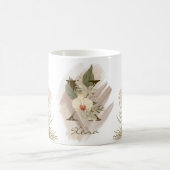 Mug Aquarelle florale Boho Nom du monogramme personnal (Centre)
