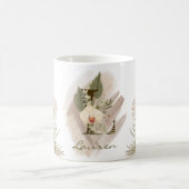 Mug Aquarelle florale Boho Nom du monogramme personnal (Centre)