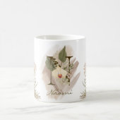 Mug Aquarelle florale Boho Nom du monogramme personnal (Centre)