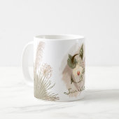 Mug Aquarelle florale Boho Nom du monogramme personnal (Devant gauche)