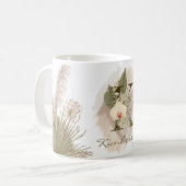 Mug Aquarelle florale Boho Nom du monogramme personnal (Devant gauche)