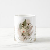 Mug Aquarelle florale Boho Nom du monogramme personnal (Centre)