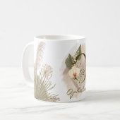 Mug Aquarelle florale Boho Nom du monogramme personnal (Devant gauche)