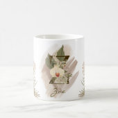 Mug Aquarelle florale Boho Nom du monogramme personnal (Centre)