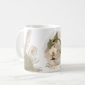 Mug Aquarelle florale Boho Nom du monogramme personnal (Devant gauche)