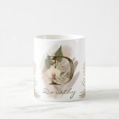 Mug Aquarelle florale Boho Nom du monogramme personnal (Centre)