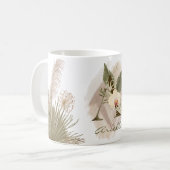 Mug Aquarelle florale Boho Nom du monogramme personnal (Devant gauche)