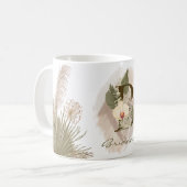 Mug Aquarelle florale Boho Nom du monogramme personnal (Devant gauche)