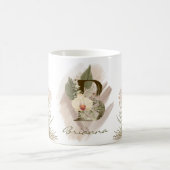 Mug Aquarelle florale Boho Nom du monogramme personnal (Centre)