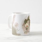 Mug Aquarelle florale Boho Nom du monogramme personnal (Devant gauche)
