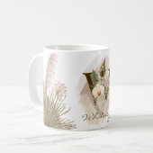 Mug Aquarelle florale Boho Nom du monogramme personnal (Devant gauche)