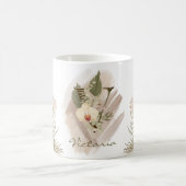 Mug Aquarelle florale Boho Nom du monogramme personnal (Centre)