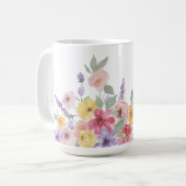 Mug Aquarelle Florale Botanique Personnalisée Monogram (Devant gauche)