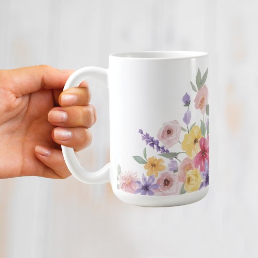 Mug Aquarelle Florale Botanique Personnalisée Monogram