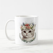 Mug Aquarelle Florale Chat Cute (Gauche)