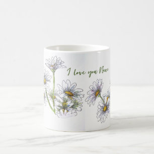 Mug Aquarelle Florale Daisy I Love You Nana Cadeau