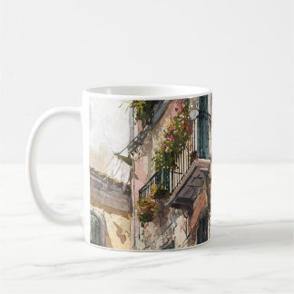Mug aquarelle florale de balcon romantique