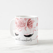 Mug Aquarelle florale de l'or rouge Rose (Devant gauche)