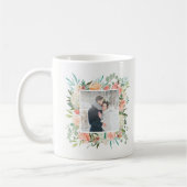 Mug Aquarelle florale de Pêche à la mode avec photo (Gauche)