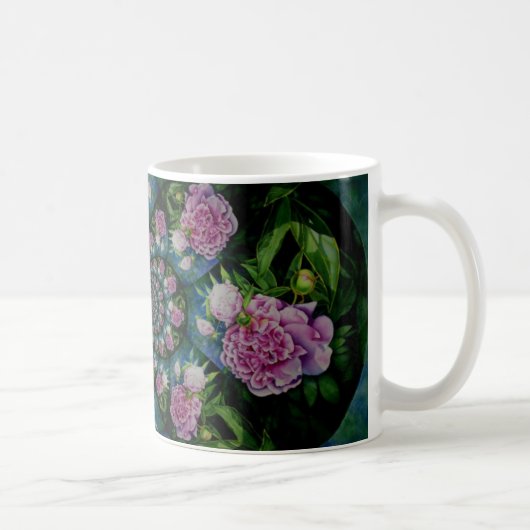 Mug Aquarelle florale de pivoine rose blanc (Droite)