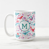 Mug Aquarelle florale d'oiseaux monogrammes (Gauche)
