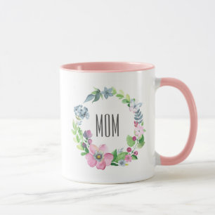 Mug Aquarelle florale et jour de mère du papillon  