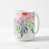Mug Aquarelle Florale et Marbre d'or (Devant droit)