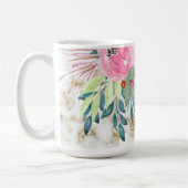 Mug Aquarelle Florale et Marbre d'or (Gauche)