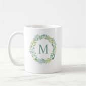 Mug Aquarelle florale Eucalyptus Wreath MonogramMug (Gauche)