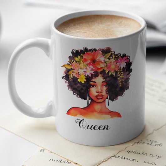 Mug Aquarelle Florale femme noire avec devis personnal