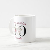 Mug Aquarelle florale Joyeux 40e anniversaire Photo pe (Devant gauche)