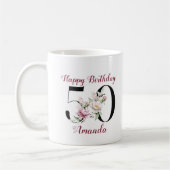 Mug Aquarelle florale Joyeux 50e anniversaire Photo pe (Gauche)