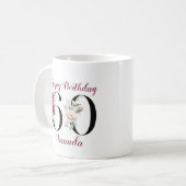 Mug Aquarelle florale Joyeux 60e anniversaire Photo pe (Devant gauche)
