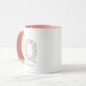Mug Aquarelle Florale Lettre Q Monogramme & Nom person (Devant gauche)