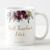 Mug Aquarelle Florale meilleur enseignant jamais