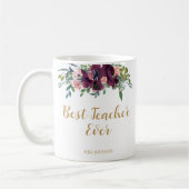 Mug Aquarelle Florale meilleur enseignant jamais (Gauche)