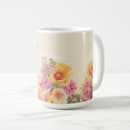 Mug Aquarelle florale Mère de la mariée (Devant droit)