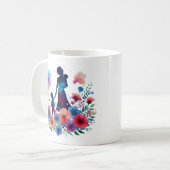 Mug Aquarelle florale mère et enfant (Devant gauche)