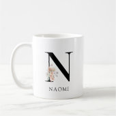 Mug Aquarelle florale mignonne Boho Monogramme (Gauche)