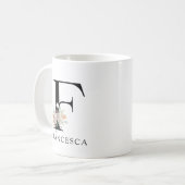 Mug Aquarelle florale mignonne Boho Monogramme (Devant gauche)