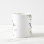 Mug Aquarelle florale moderne M & M. Blanc et vert (Centre)