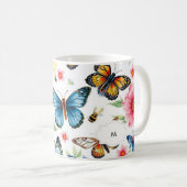 Mug Aquarelle florale motif botanique monogrammé (Devant droit)
