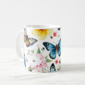 Mug Aquarelle florale motif botanique monogrammé (Devant gauche)