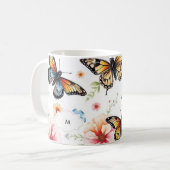 Mug Aquarelle florale motif botanique monogrammé (Devant gauche)