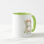 Mug Aquarelle florale Nom et lettre B Monogramme (Devant droit)