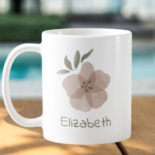 Mug Aquarelle florale Nom personnalisable