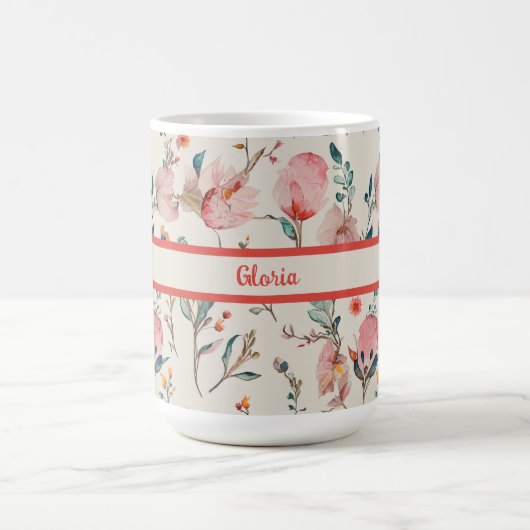 Mug Aquarelle florale Personnalisée (Centre)